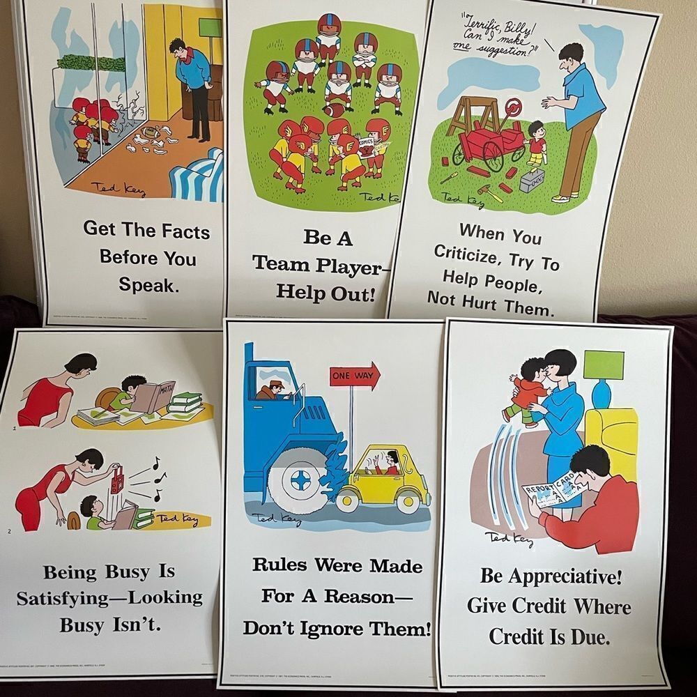 Positive Attitude 1980’s Posters Good Words To Live By Vibrant set of 6!